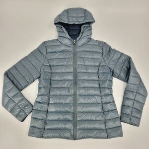C&A The Outerwear Down Puffer Jacket Ice Blue Hood Women's Size Medium or EU42